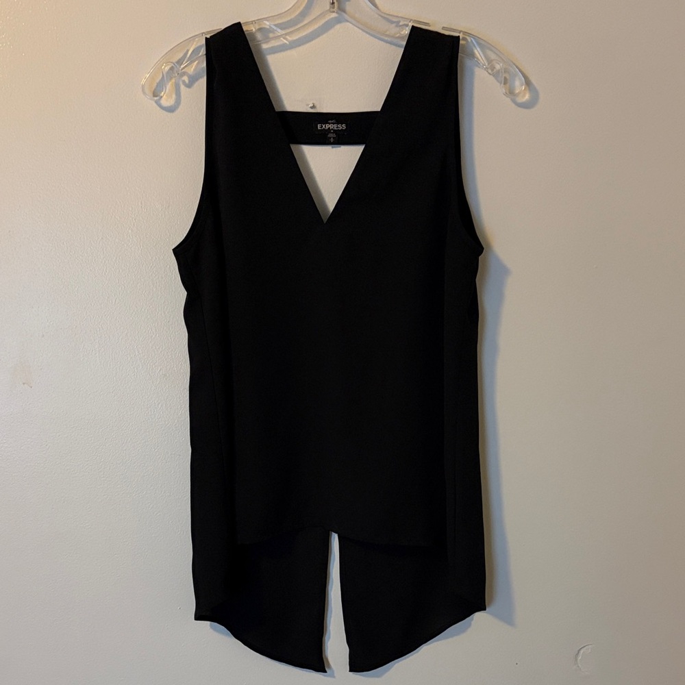 Express Black V-Neck Split-Hem Sleeveless Camisole